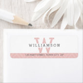 モノグラムモダンシンプルシボ模様ベビーピンク ラベル (インサイチュ)