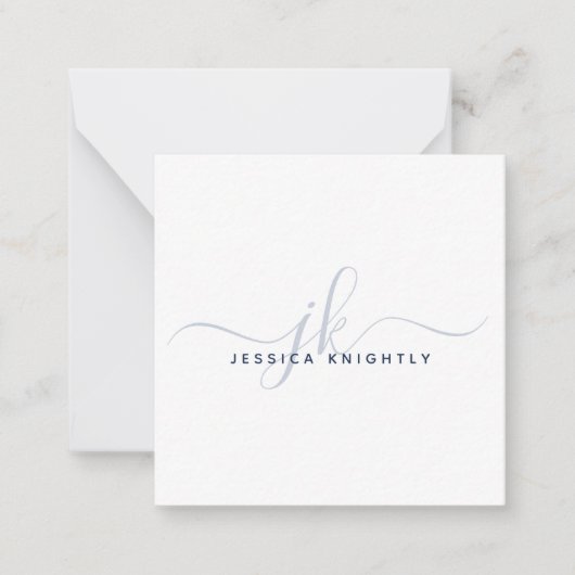 モノグラムモダンスエレガントクリプトイニシャルネイビーブルー ノートカード (正面)