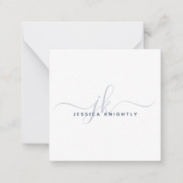 モノグラムモダンスエレガントクリプトイニシャルネイビーブルー ノートカード