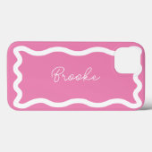 モノグラムモダンスエレガントクリプトピンク波エッジ Case-Mate iPhoneケース (裏面 (横))