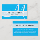 モノグラムモダンスカイブルー背景 名刺 (正面/裏面)