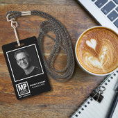 モノグラムモダンスクエアロゴ白黒写真 バッジ