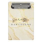 モノグラムモダンスクリプエレガントトアイボリー金箔 ミニクリップボード (正面)