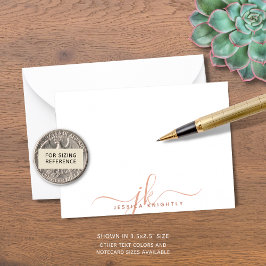 モノグラムモダンスクリプトイニシャルテラコッタ ノートカード