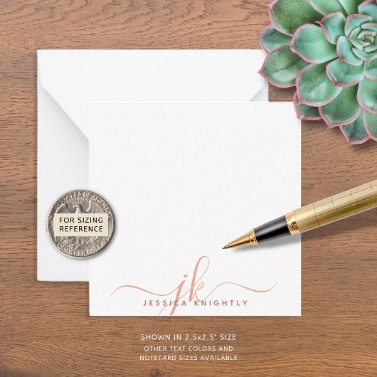 モノグラムモダンスクリプトイニシャルテラコッタ ノートカード