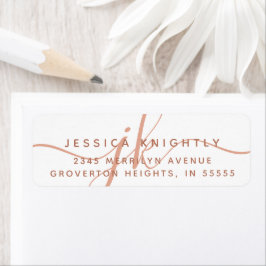 モノグラムモダンスクリプトイニシャルテラコッタ ラベル