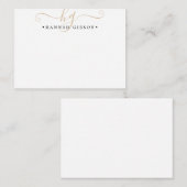 モノグラムモダンスクリプトイニシャル金ゴールドブラック ノートカード (正面/裏面)