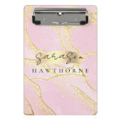 モノグラムモダンスクリプトシックガーリーピンクゴールドフォイル ミニクリップボード (正面)