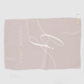 モノグラムモダンスクリプト名エレガントPink ゴルフタオル (横)