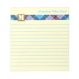 モノグラムモダンスクリプト名タータンチェックカナリア線 ノートパッド