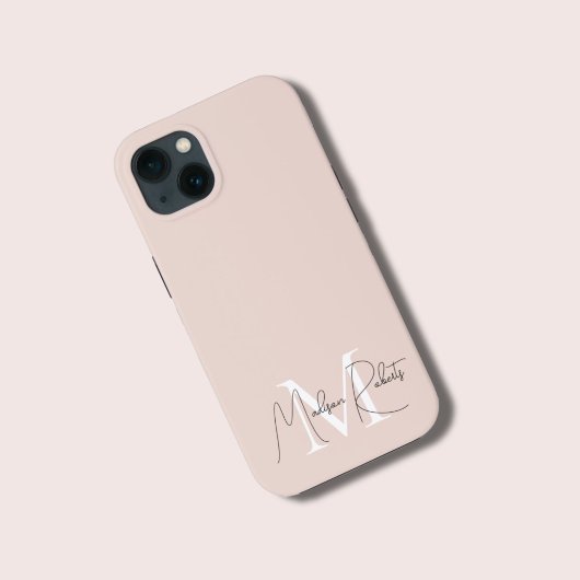 モノグラムモダンスクリプト名ロゴ赤面ピンク Case-Mate iPhoneケース