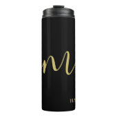 モノグラムモダンスクリプト書道ブラック金ゴールド名 タンブラー (正面)