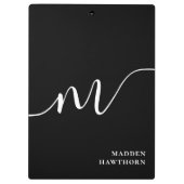 モノグラムモダンスクリプト書道白黒 クリップボード (裏面)