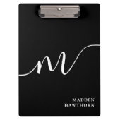 モノグラムモダンスクリプト書道白黒 クリップボード (正面)