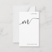 モノグラムモダンスクリプト書道白黒 ノートカード (正面)
