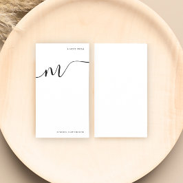 モノグラムモダンスクリプト書道白黒 ノートカード