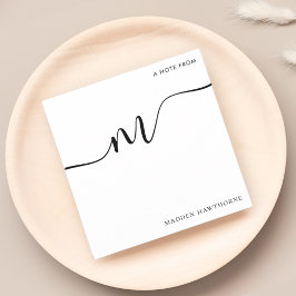 モノグラムモダンスクリプト書道白黒 ノートカード