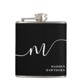 モノグラムモダンスクリプト書道白黒 フラスク (正面)