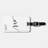 モノグラムモダンスクリプト書道白黒 ラゲッジタグ (正面横)