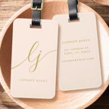 モノグラムモダンスクリプト書道赤面ピンク金ゴールド