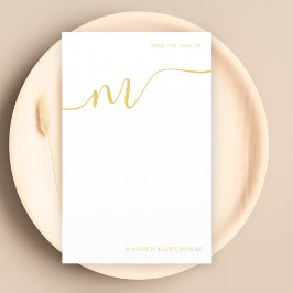 モノグラムモダンスクリプト書道金ゴールドノート紙 便箋