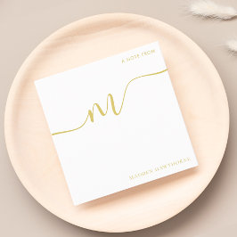 モノグラムモダンスクリプト書道金ゴールド名 ノートカード