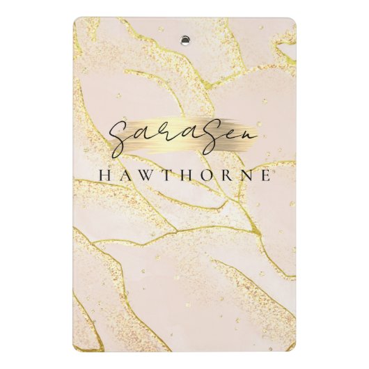 モノグラムモダンスクリプト赤面ピンクゴールドフォイル ミニクリップボード (裏面)