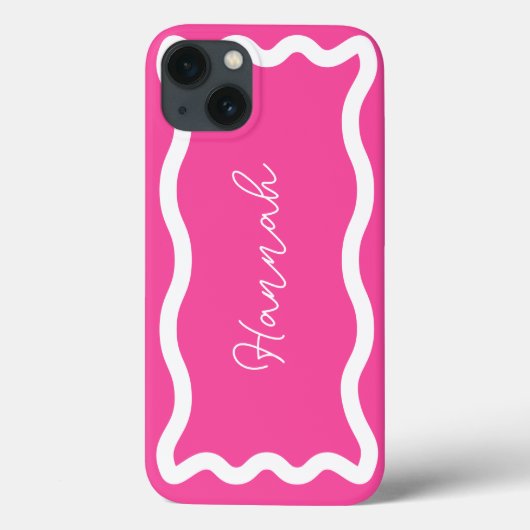 モノグラムモダンススタイリッシュクリプト熱ピンク波線 Case-Mate iPhoneケース (裏面)