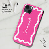 モノグラムモダンススタイリッシュクリプト熱ピンク波線 Case-Mate iPhoneケース