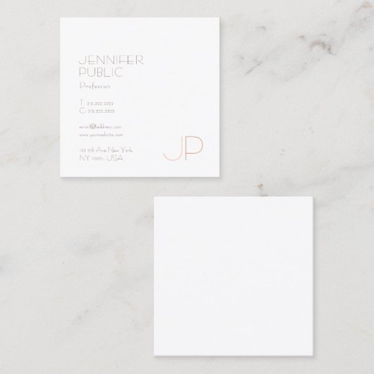 モノグラムモダンスタイリッシュトレンディーデザインラグジュアリープレーン スクエア名刺 (正面/裏面)