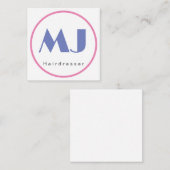 モノグラムモダンスタイリッシュブルーホワイトヘアードレッサー エンクロージャーカード (正面/裏面)