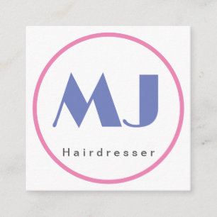 モノグラムモダンスタイリッシュブルーホワイトヘアードレッサー エンクロージャーカード