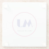 モノグラムモダンスタイリッシュブルーホワイトヘアードレッサー ガラスコースター (裏面)