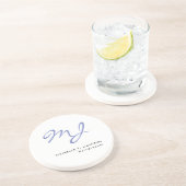 モノグラムモダンスタイリッシュブルーホワイトヘアードレッサー コースター (側面)