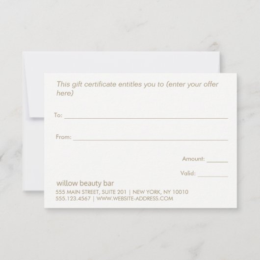 モノグラムモダンスパサロンギフト券 サンキューカード (裏面)