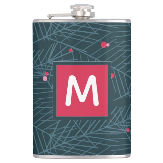 モノグラムモダンスプルース&ベリーカスタムホリデイ フラスク (正面)