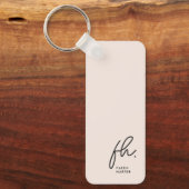 モノグラムモダンスミニマルクリプトイニシャル赤面ピンク キーホルダー (正面)