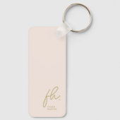 モノグラムモダンスミニマルクリプトイニシャル赤面金ゴールド キーホルダー (裏面)