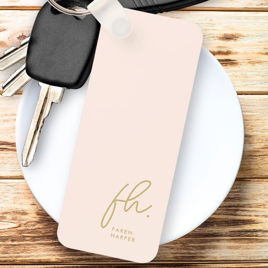 モノグラムモダンスミニマルクリプトイニシャル赤面金ゴールド キーホルダー