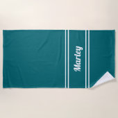 モノグラムモダンスミニマルクリプトテンプレートブルーグリーン ビーチタオル (正面)