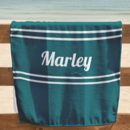 モノグラムモダンスミニマルクリプトテンプレートブルーグリーン ビーチタオル