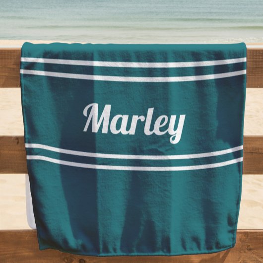 モノグラムモダンスミニマルクリプトテンプレートブルーグリーン ビーチタオル