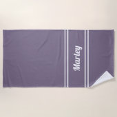 モノグラムモダンスミニマルクリプトテンプレート紫 ビーチタオル (正面)