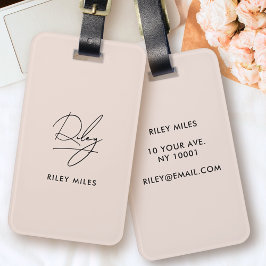 モノグラムモダンスミニマルスタイリッシュクリプト署名 ラゲッジタグ