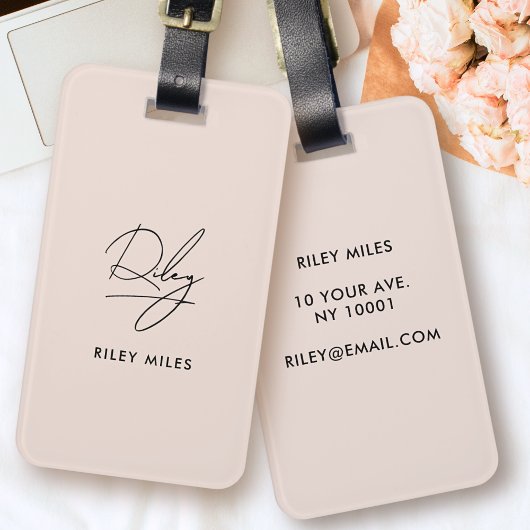 モノグラムモダンスミニマルスタイリッシュクリプト署名 ラゲッジタグ