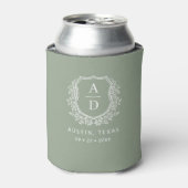 モノグラムモダンス結婚セージ緑のクレスト 缶クーラー (缶正面)