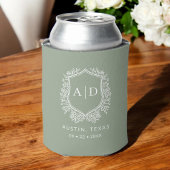 モノグラムモダンス結婚セージ緑のクレスト 缶クーラー