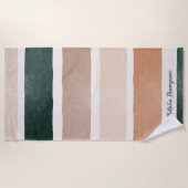 モノグラムモダンス自然トストライプスクリプト夏 ビーチタオル (正面)