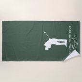 モノグラムモダンセージグリーンクラブ名パーソナライズされた ビーチタオル (正面)