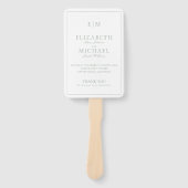 モノグラムモダンセージ緑のスクリプト結婚式 プログラム ハンドファン (正面)